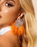 Rhinestone Fur Drop Earrings