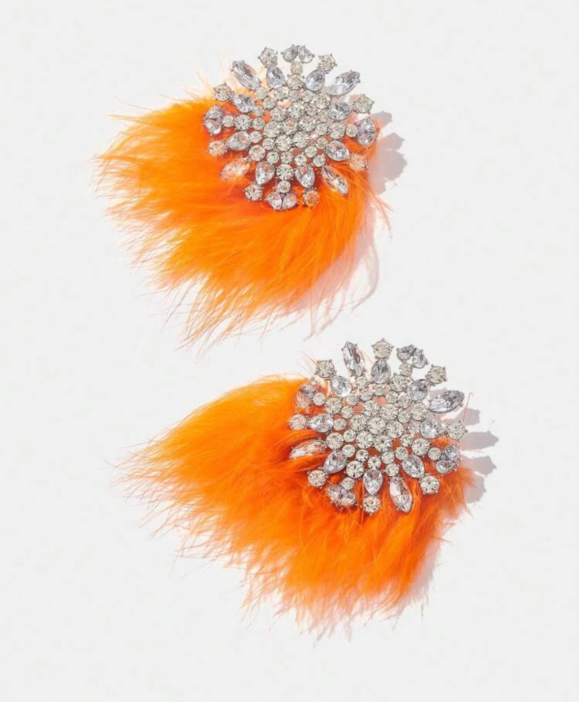 Rhinestone Fur Drop Earrings