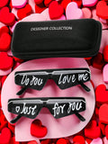 2Pcs Wedding Sunglasses Couple Mini Uv400 Protection Holiday Style Sun Glasses with Box and Strap, Prop for Proposal, Fashion Party Eyewear Set, Valentine'S Day Gift